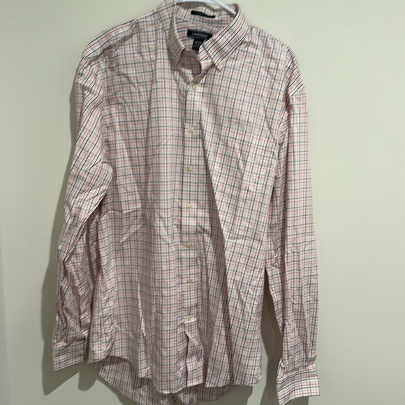 Lands End plaid No Iron Supima Pinpoint Button Down Shirt Sz 17-37 Tall - Picture 2 of 4